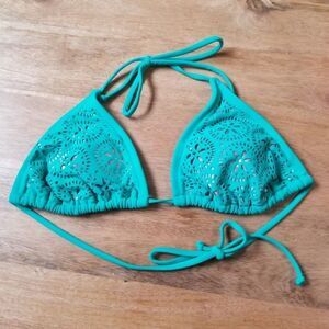 Xhilaration Diecut Lace Overlay Bikini Top M Teal